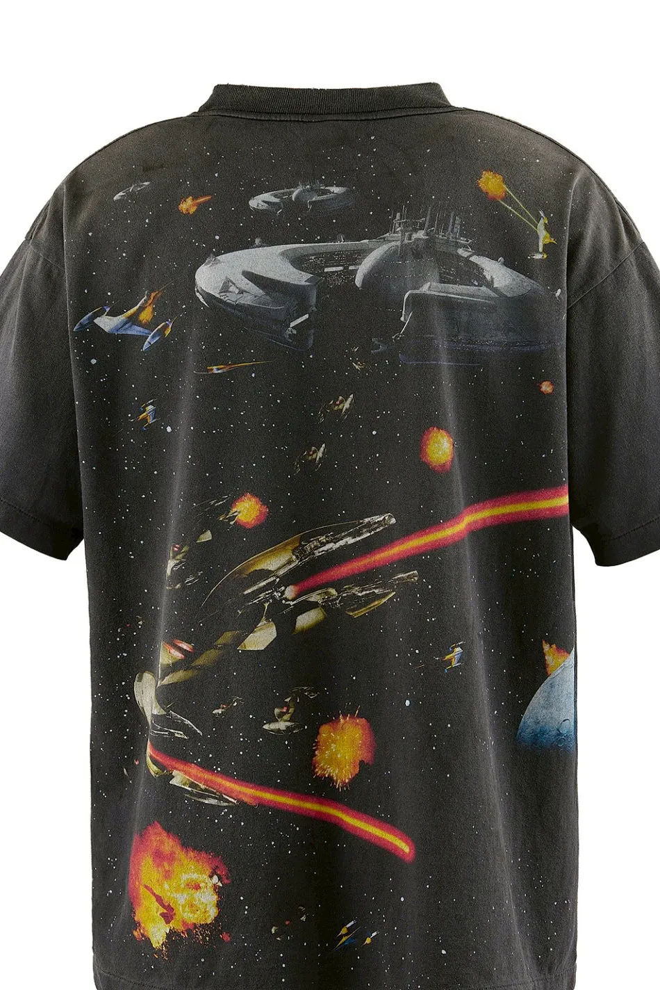 ⚠️The most complex and coolest item of this season, available in stock, available in seconds SAINT Mxxxxxx × STAR WARS SW_SS TEE /STARWARS / BLK Star Wars co-branded model. Fighter printed TEE. Washed black S-XL. Super complex and unconstrained printing design. The T-shirt using the vision of the "N-1 Star Fighter" in Star Wars is the most screen-printed item this season, reaching an astonishing 372 screens. Even the most difficult-to-print parts of the armpits are printed with luxurious printing. In addition, they are also hand-made distressed, splashed with ink, faded with water, and hand-damaged to complete this special and perfect work of art!